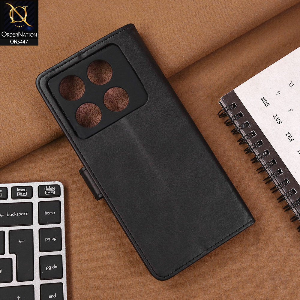 Infinix Note 40 Pro Plus Cover - Black - Premium Leather Megantic Flip Book Covers With Card Holding Option