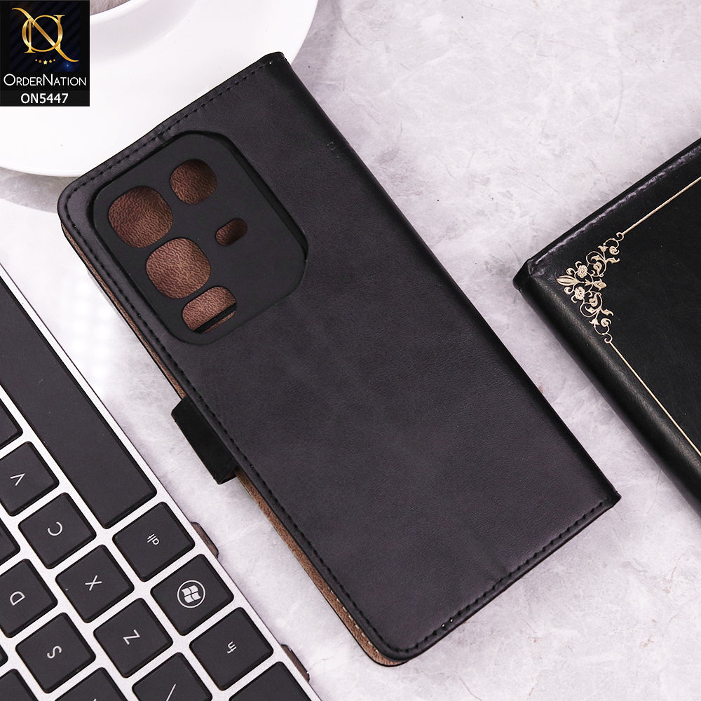 Infinix Note 50 Pro 4G Cover - Black - Premium Leather Megantic Flip Book Covers With Card Holding Option
