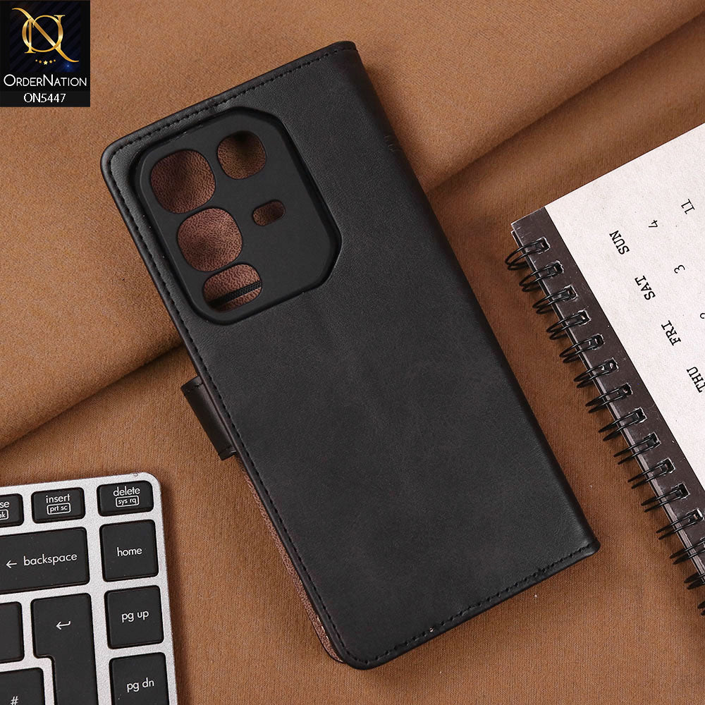 Infinix Note 50 Pro 4G Cover - Black - Premium Leather Megantic Flip Book Covers With Card Holding Option