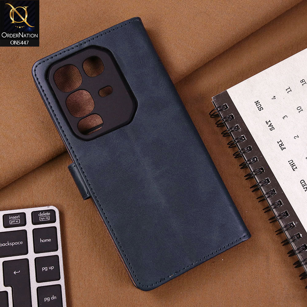 Infinix Note 50 4G Cover - Blue - Premium Leather Megantic Flip Book Covers With Card Holding Option