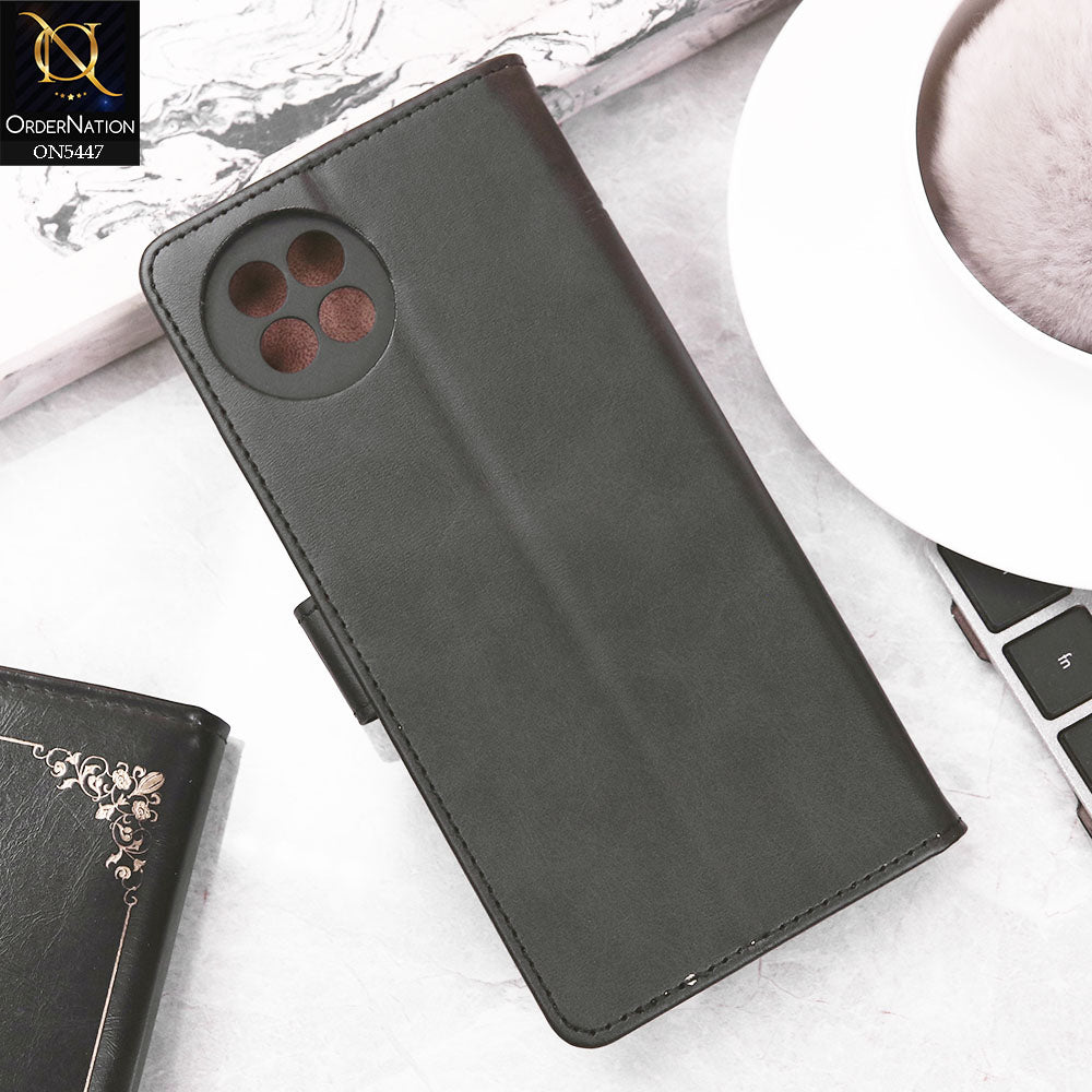 itel S23 Cover - Black - Premium Leather Megantic Flip Book Covers With Card Holding Option