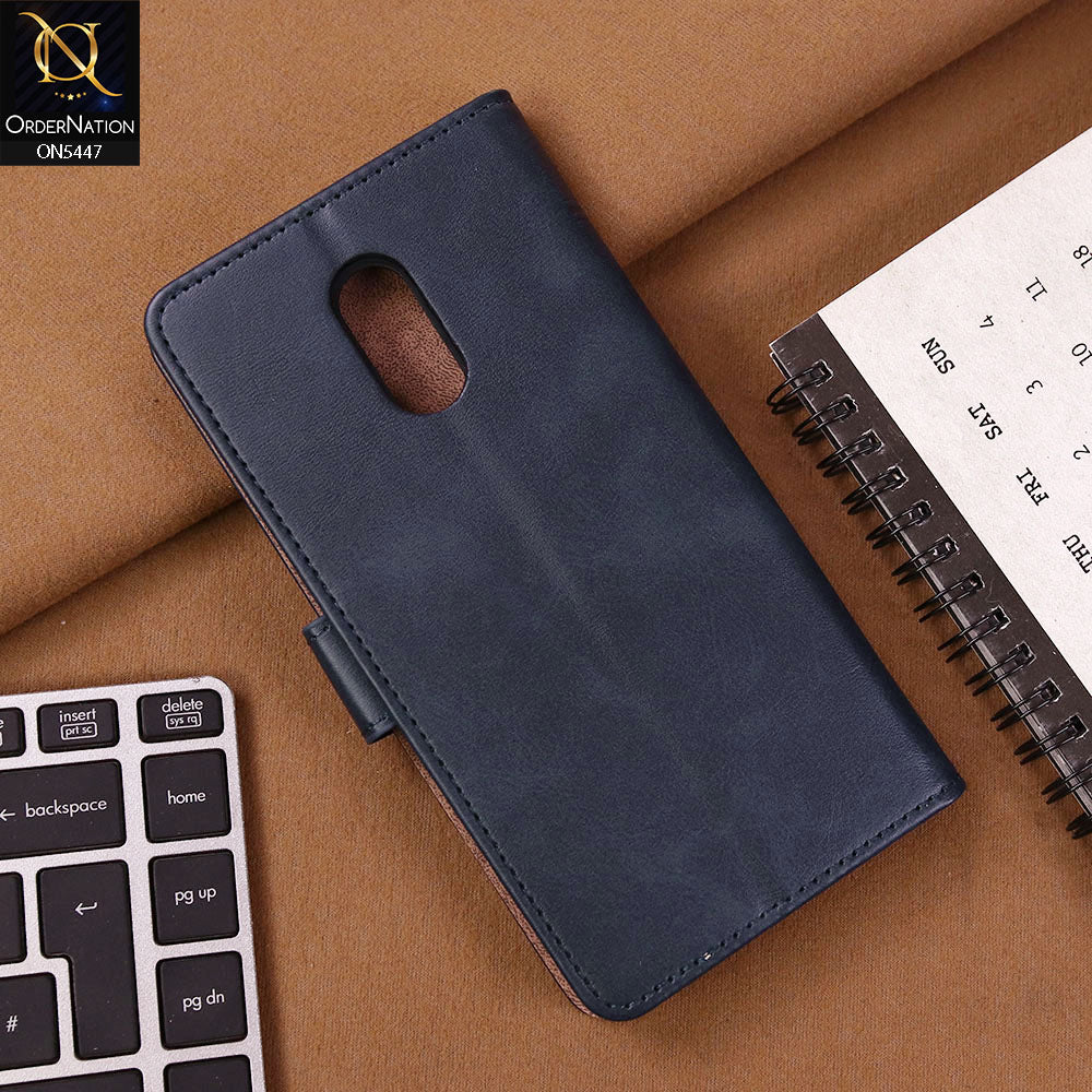 OnePlus 6T Cover - Blue - Premium Leather Megantic Flip Book Covers With Card Holding Option