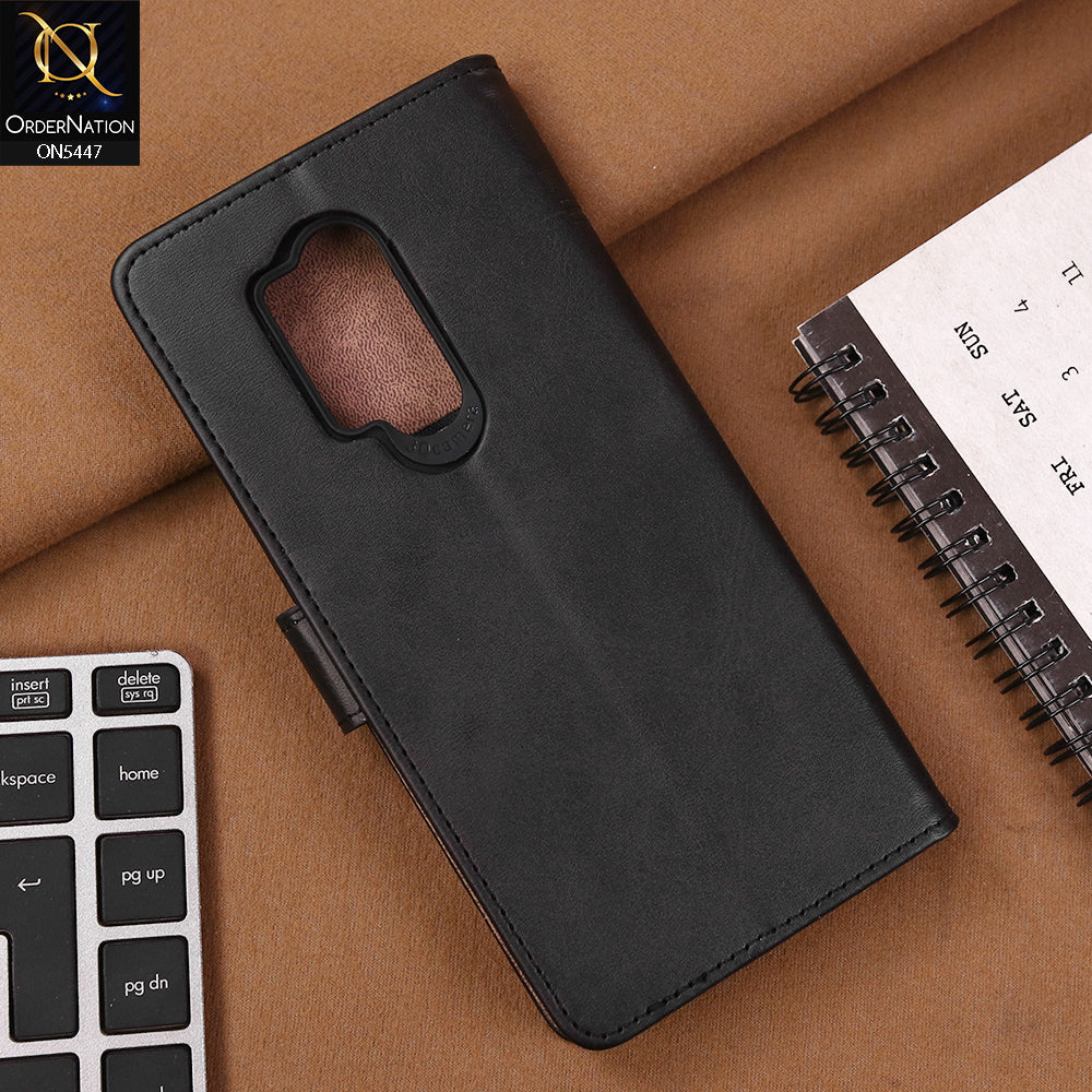 OnePlus 8 Pro Cover - Black - Premium Leather Megantic Flip Book Covers With Card Holding Option