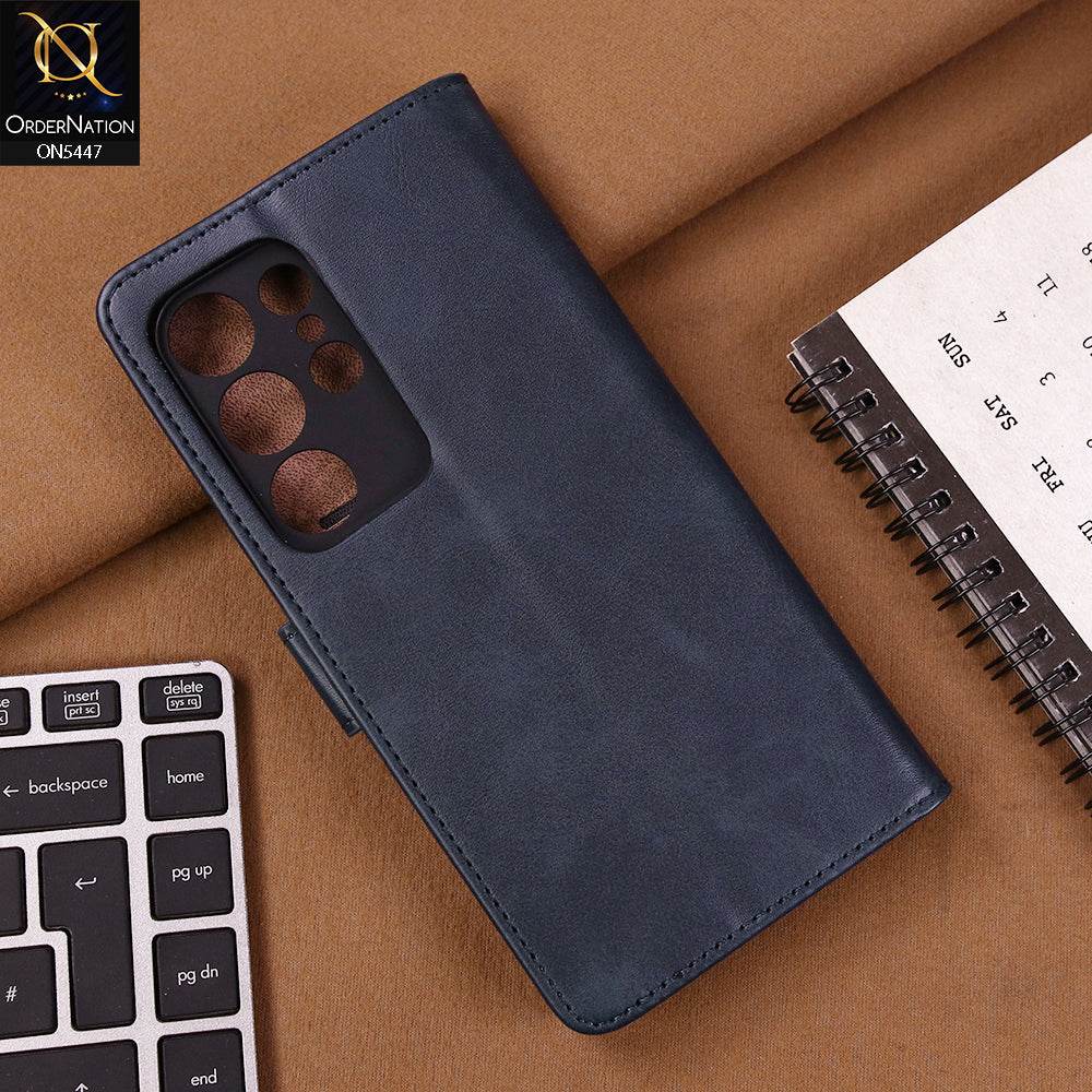 Samsung Galaxy S24 Ultra Cover - Blue - Premium Leather Megantic Flip Book Covers With Card Holding Option - Futurestore.pk