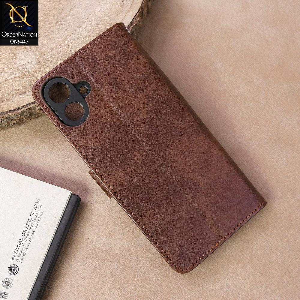 Samsung Galaxy A07 4G Cover - Dark Brown - Premium Leather Megantic Flip Book Covers With Card Holding Option