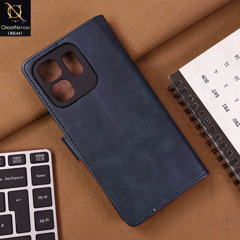 Infinix Smart 9 HD Cover - Blue - Premium Leather Megantic Flip Book Covers With Card Holding Option - Futurestore.pk