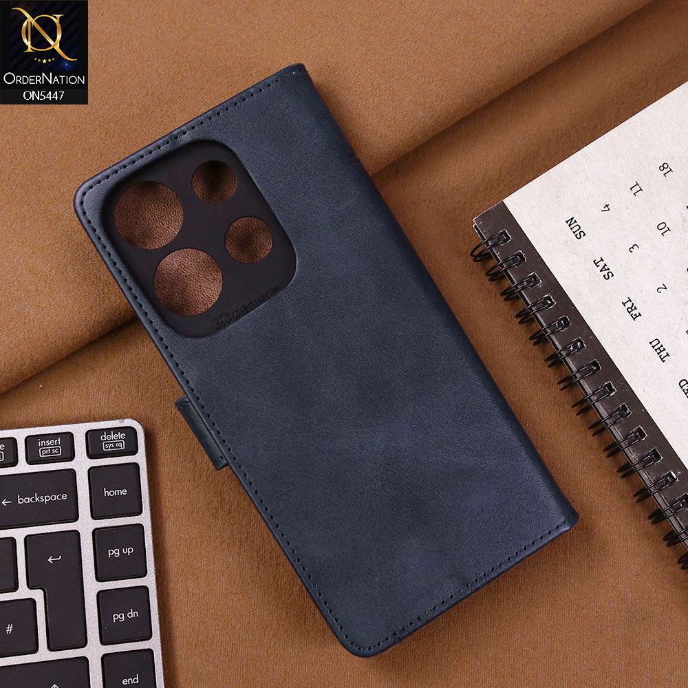 Infinix Smart 7 HD Cover - Blue - Premium Leather Megantic Flip Book Covers With Card Holding Option
