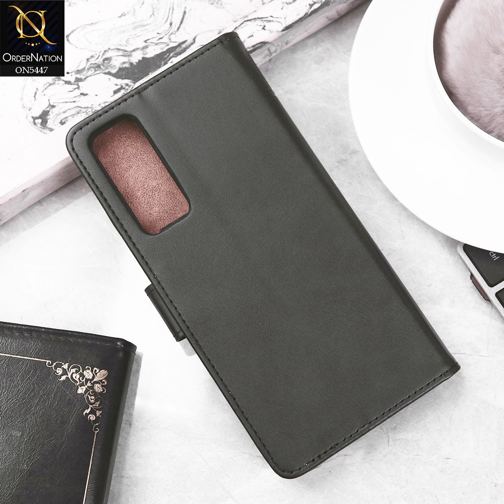 Vivo V20 SE Cover - Black - Premium Leather Megantic Flip Book Covers With Card Holding Option