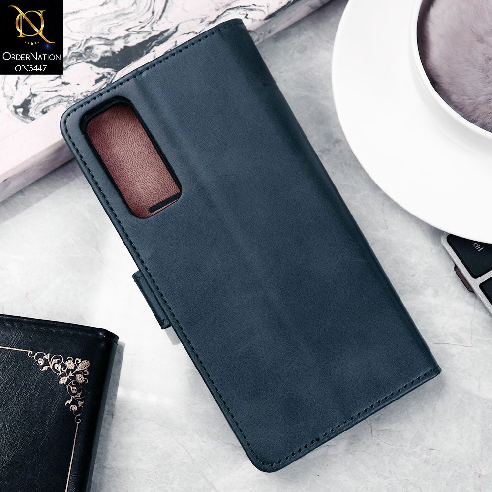 Vivo V20 SE Cover - Blue - Premium Leather Megantic Flip Book Covers With Card Holding Option