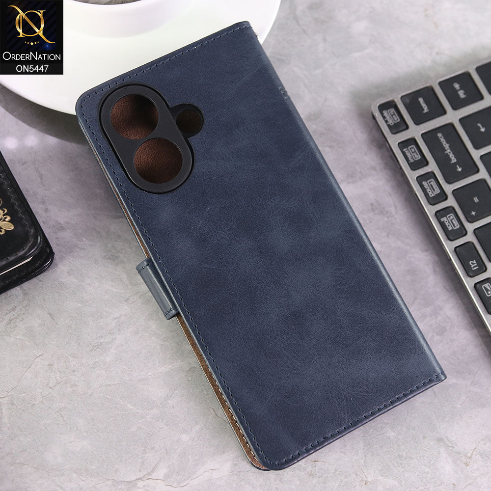 VIVO V60 Lite Cover - Blue - Premium Leather Megantic Flip Book Covers With Card Holding Option
