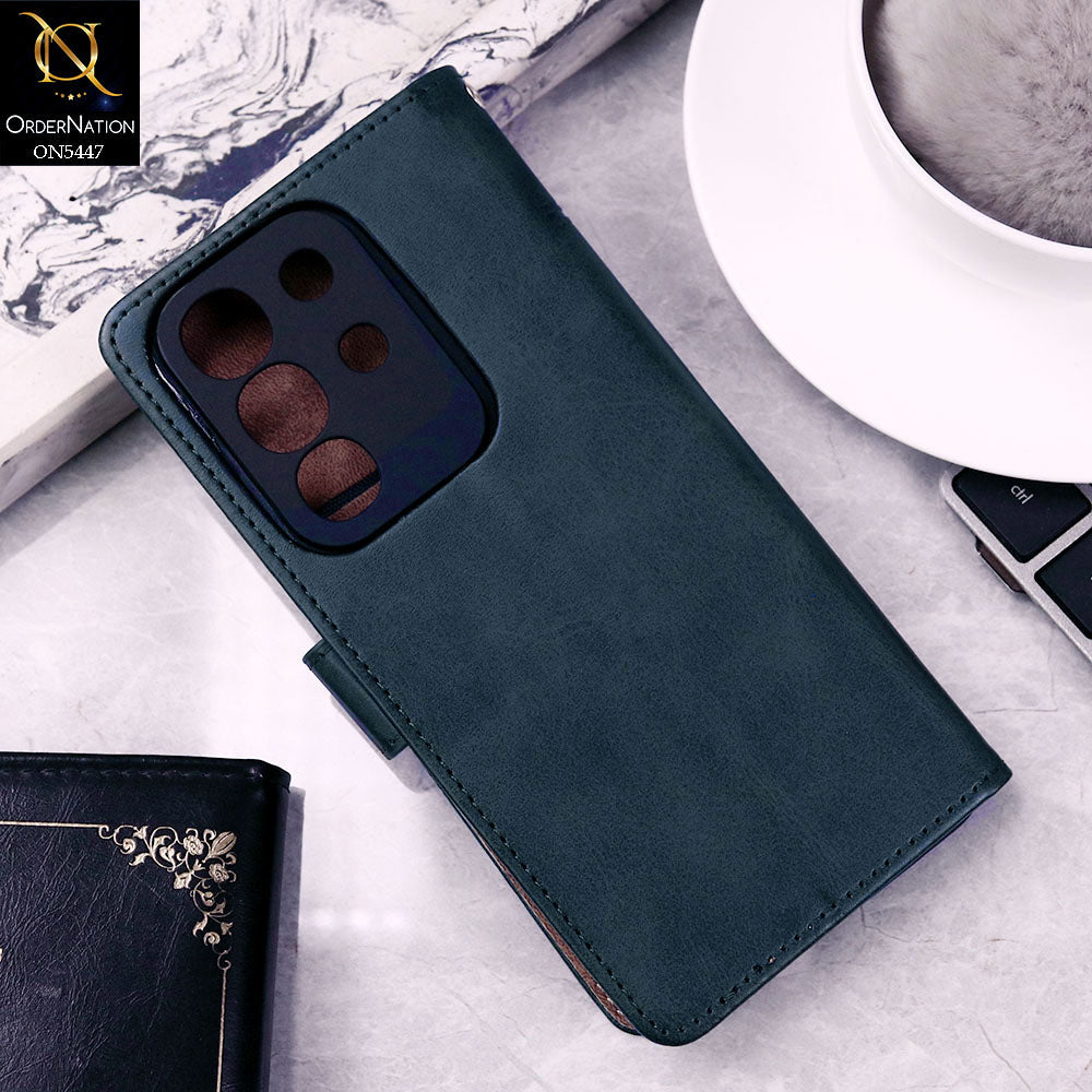 Vivo Y29 4G Cover - Blue - Premium Leather Megantic Flip Book Covers With Card Holding Option