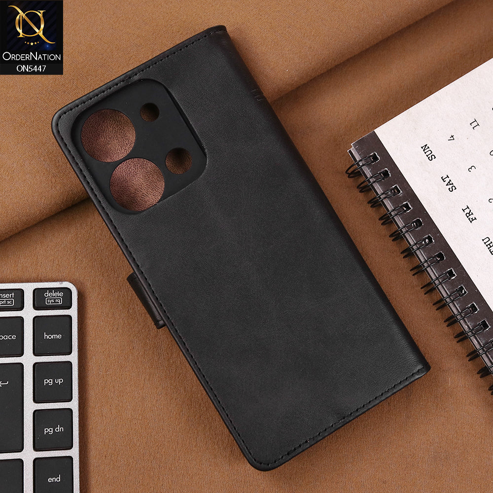 Vivo Y27s Cover - Black - Premium Leather Megantic Flip Book Covers With Card Holding Option