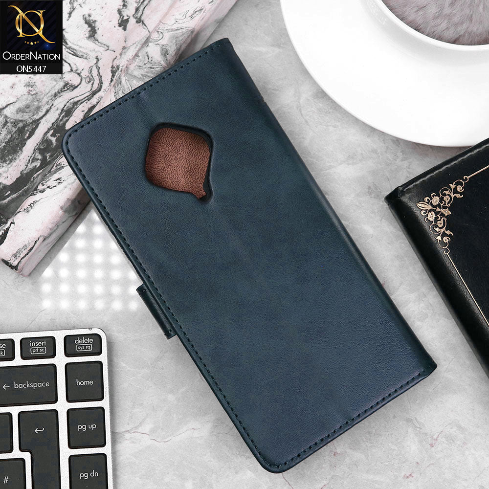 Vivo S1 Pro Cover - Blue - Premium Leather Megantic Flip Book Covers With Card Holding Option