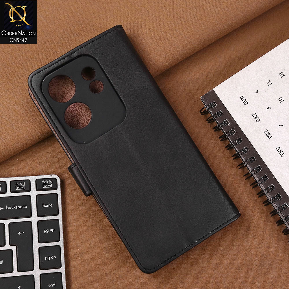 Infinix Zero 30 4G Cover - Black - Premium Leather Megantic Flip Book Covers With Card Holding Option