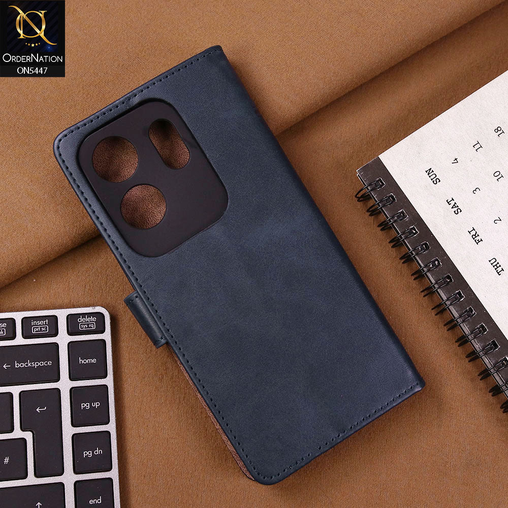 Infinix Zero 30 4G Cover - Blue - Premium Leather Megantic Flip Book Covers With Card Holding Option