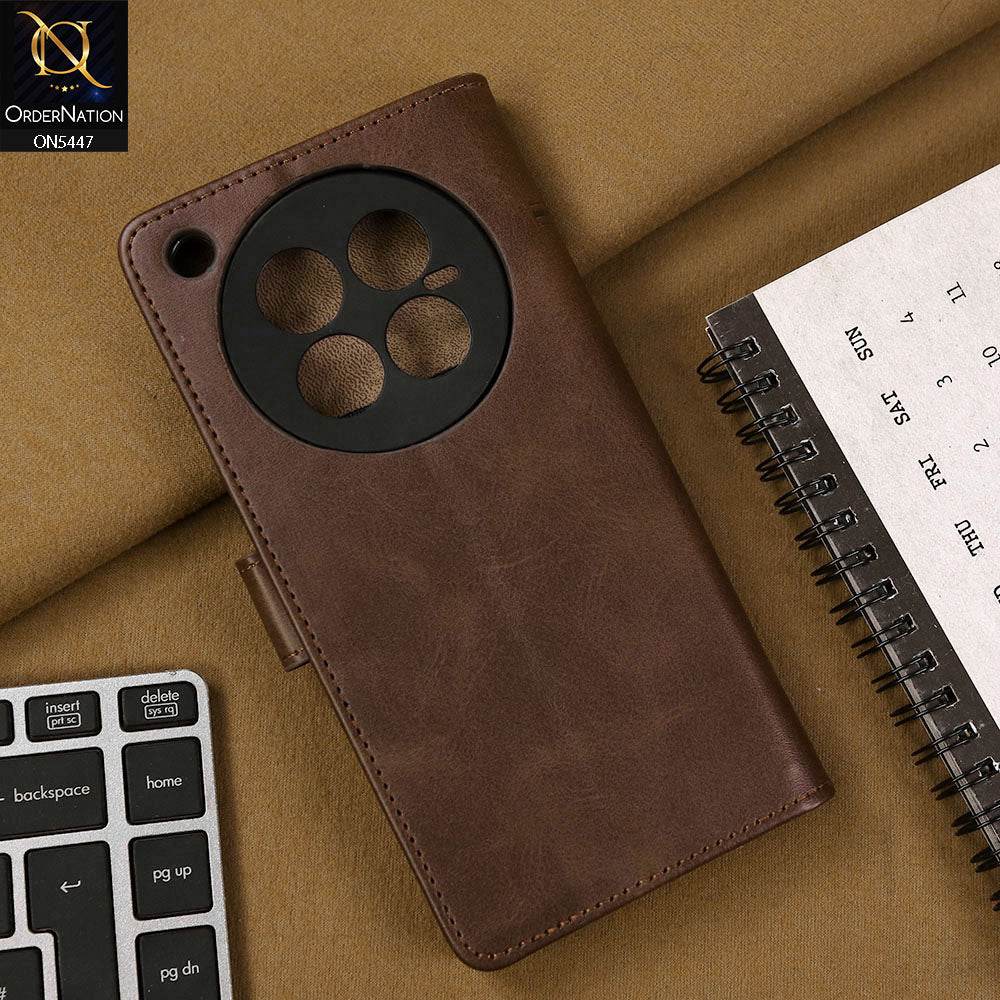 Infinix Zero 40 4G Cover - Dark Brown - Premium Leather Megantic Flip Book Covers With Card Holding Option - Futurestore.pk
