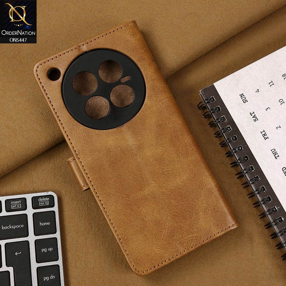 Infinix Zero 40 4G Cover - Light Brown - Premium Leather Megantic Flip Book Covers With Card Holding Option - Futurestore.pk