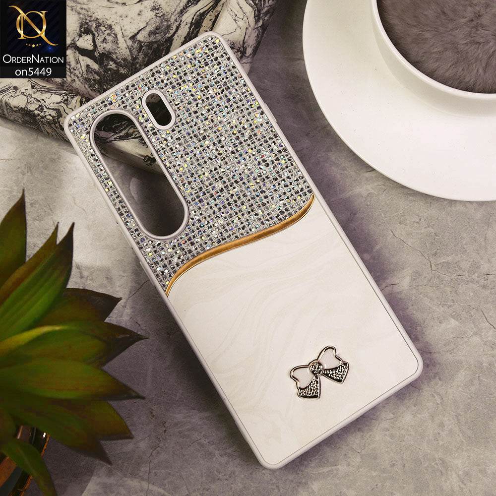 Tecno Camon 40 Pro Cover - White - Shiny Glitter Bling Texture Soft Case - Futurestore.pk