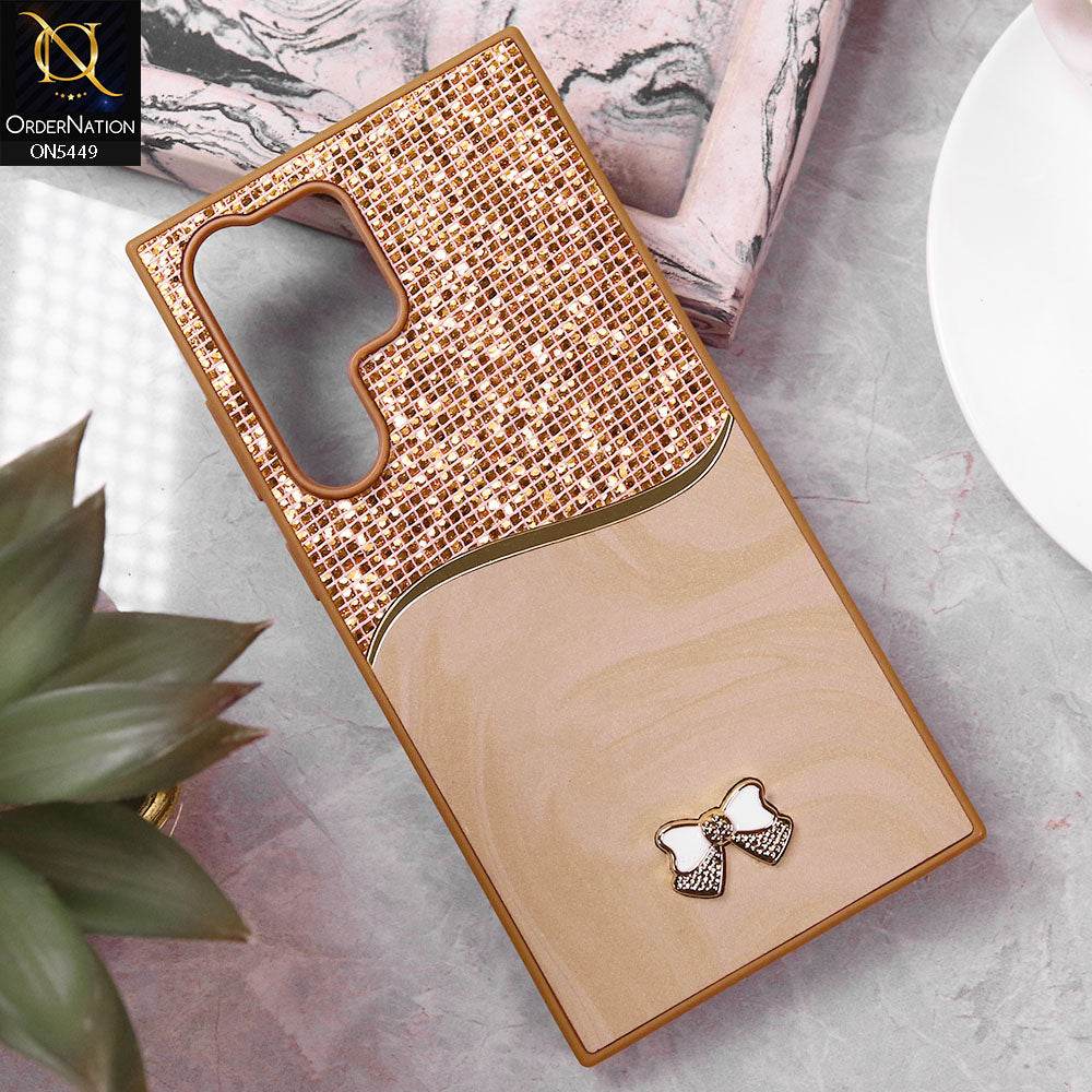 Samsung Galaxy S24 Ultra Cover - Brown - Shiny Glitter Bling Texture Soft Case - Futurestore.pk