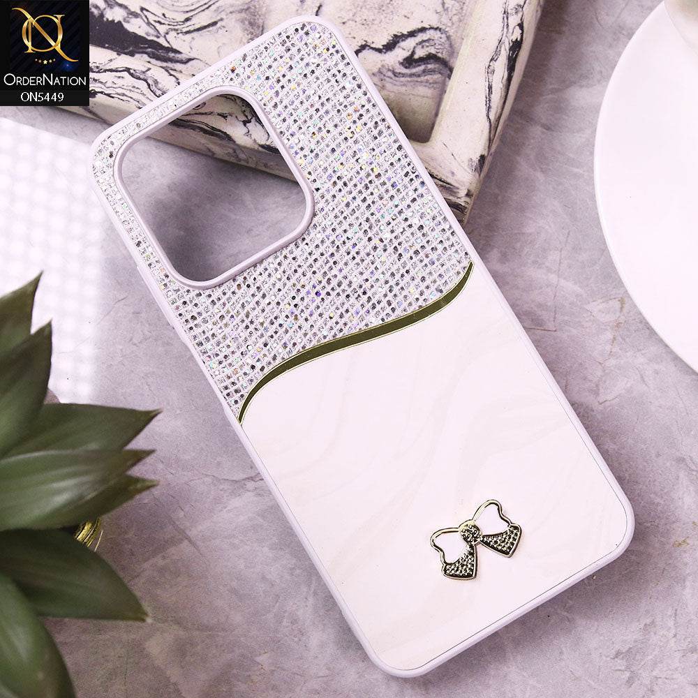 Infinix Smart 9 HD Cover - White - Shiny Glitter Bling Texture Soft Case - Futurestore.pk