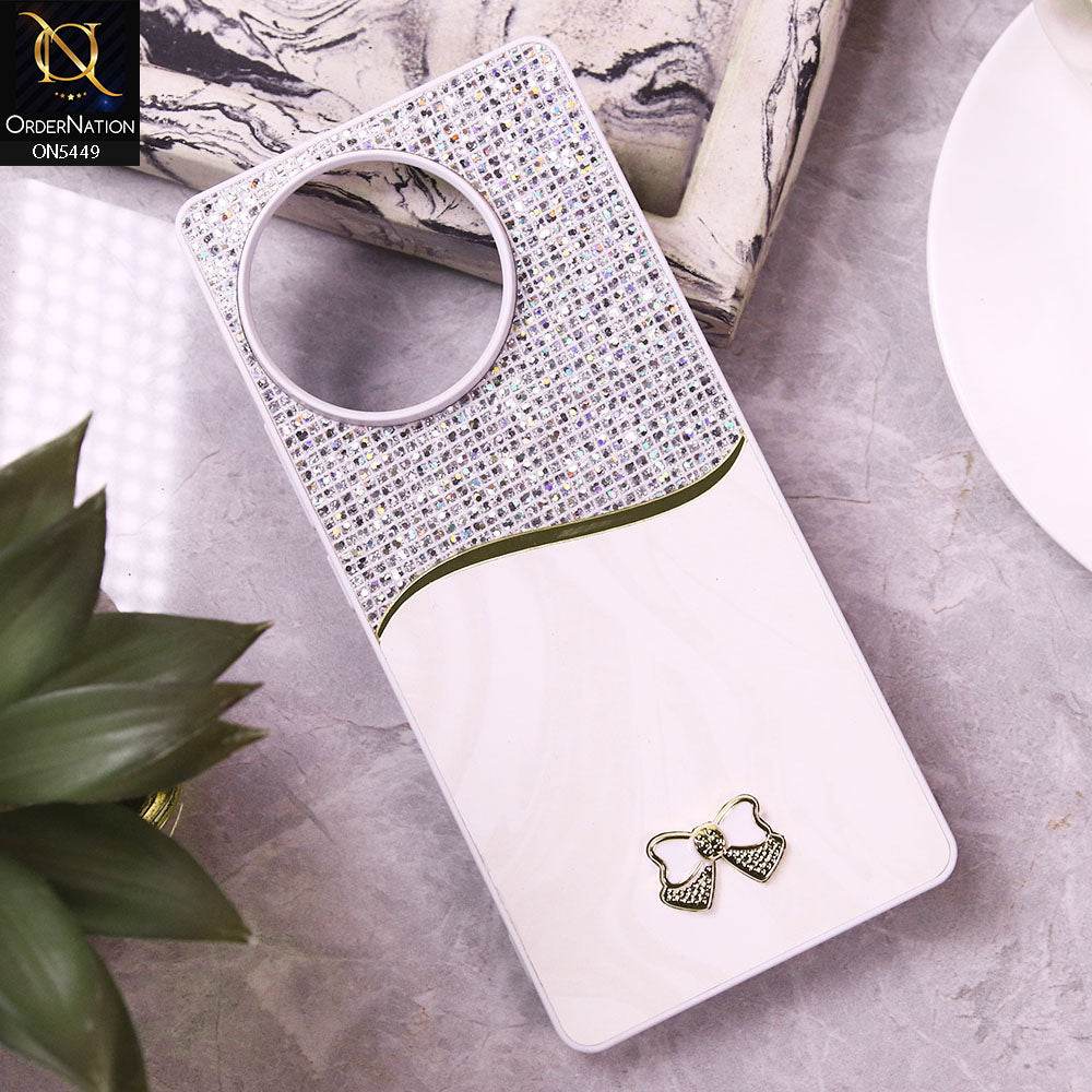 Tecno Spark 30 Pro Cover - White - Shiny Glitter Bling Texture Soft Case - Futurestore.pk