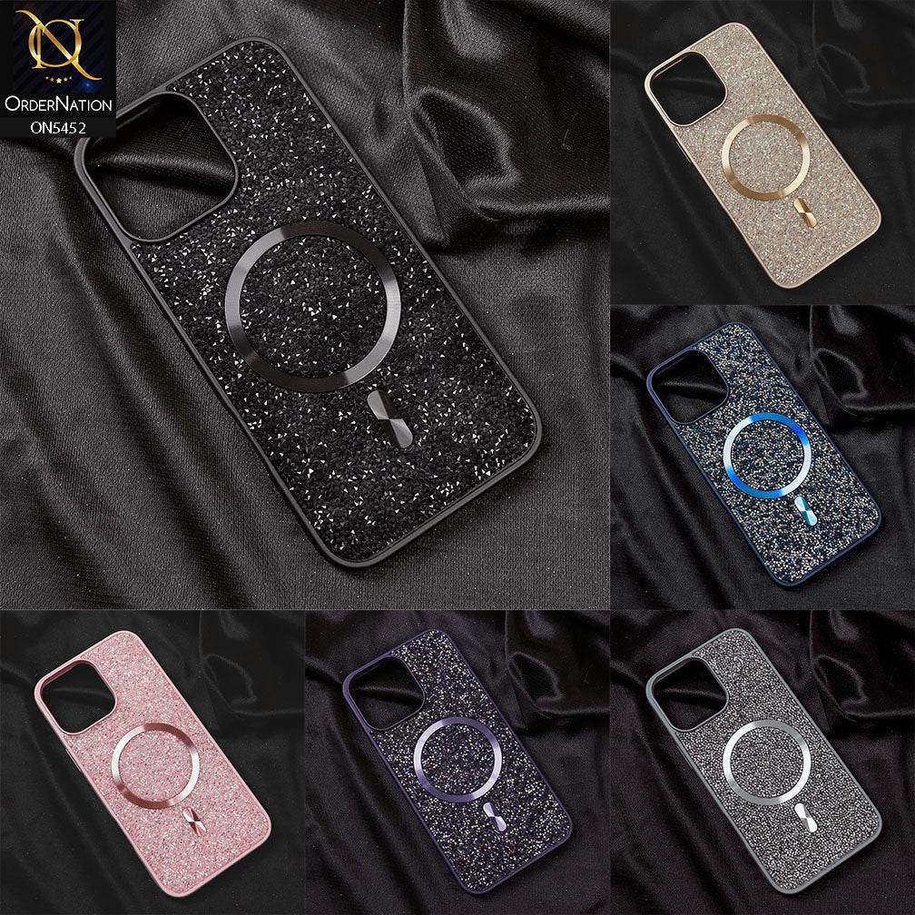 iPhone 13 Cover - Black - Luxury Bling Crystalline Rhinestones Shiny Glitter Magsafe Soft Borders Case - Futurestore.pk