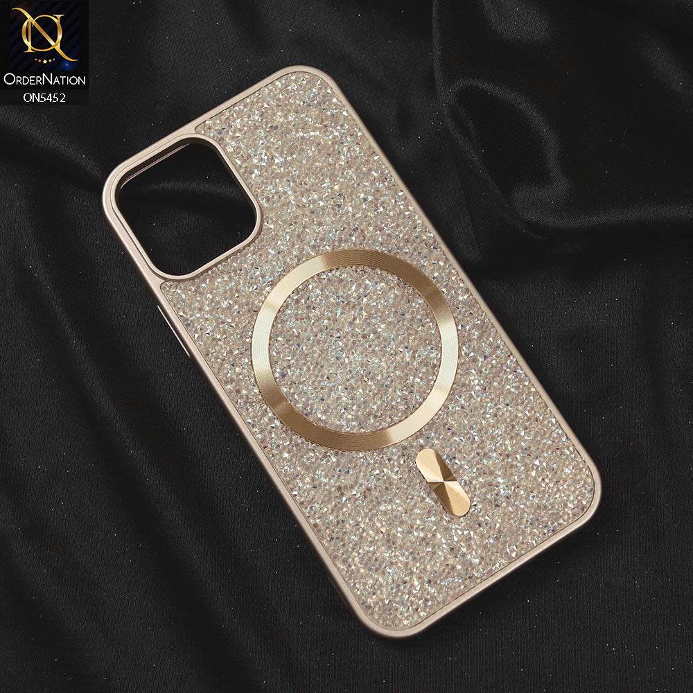 iPhone 11 Cover - Golden - Luxury Bling Crystalline Rhinestones Shiny Glitter Magsafe Soft Borders Case - Futurestore.pk