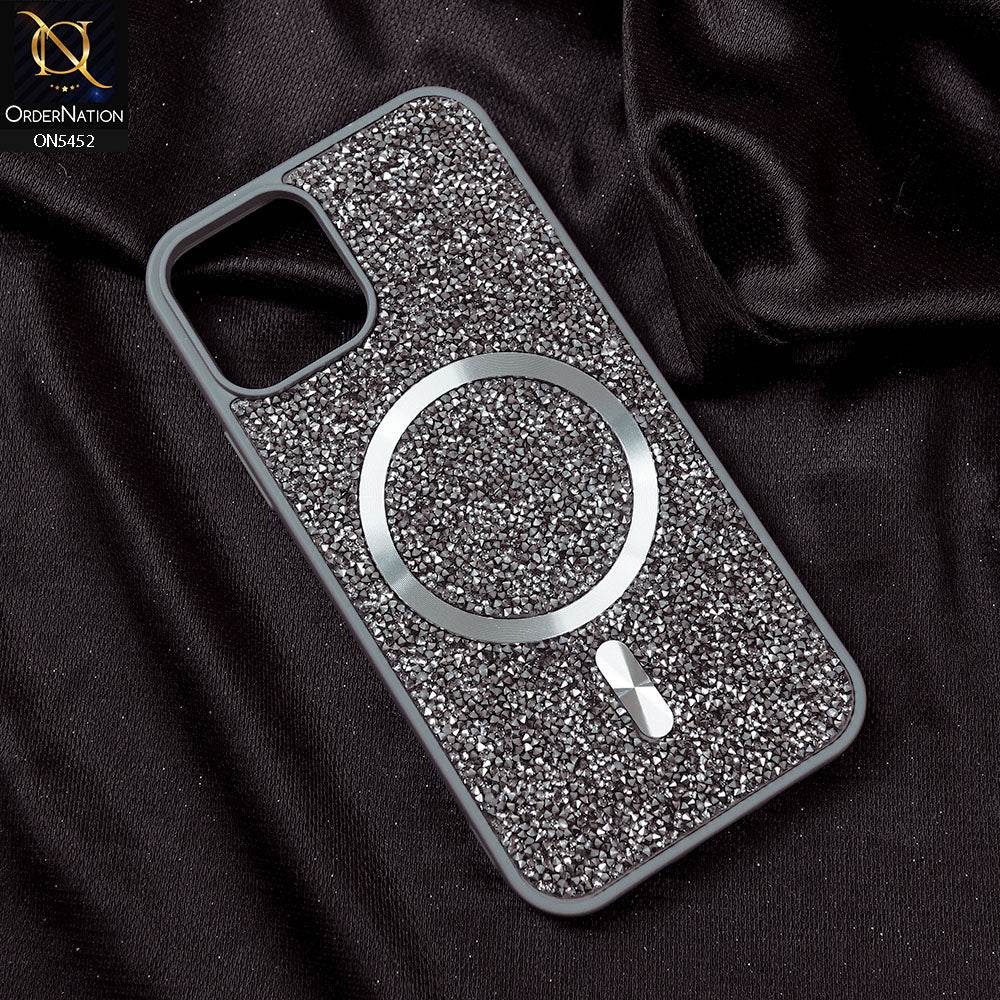 iPhone 11 Cover - Titanium Gray - Luxury Bling Crystalline Rhinestones Shiny Glitter Magsafe Soft Borders Case - Futurestore.pk