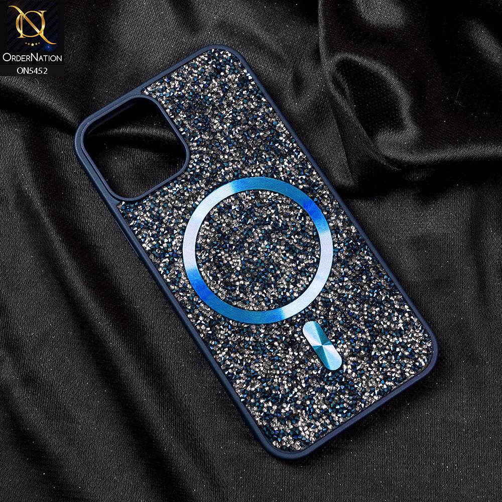 iPhone 13 Cover - Blue - Luxury Bling Crystalline Rhinestones Shiny Glitter Magsafe Soft Borders Case - Futurestore.pk