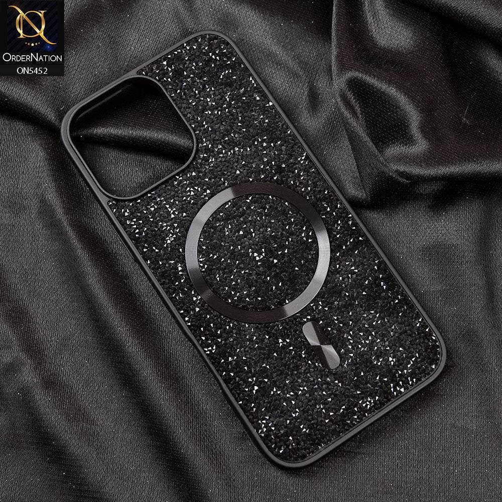 iPhone 16 Pro Max Cover - Black - Luxury Bling Crystalline Rhinestones Shiny Glitter Magsafe Soft Borders Case - Futurestore.pk