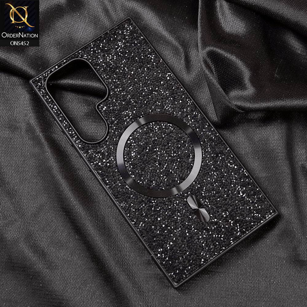 Samsung Galaxy S24 Ultra Cover - Black - Luxury Bling Crystalline Rhinestones Shiny Glitter Magsafe Soft Borders Case - Futurestore.pk