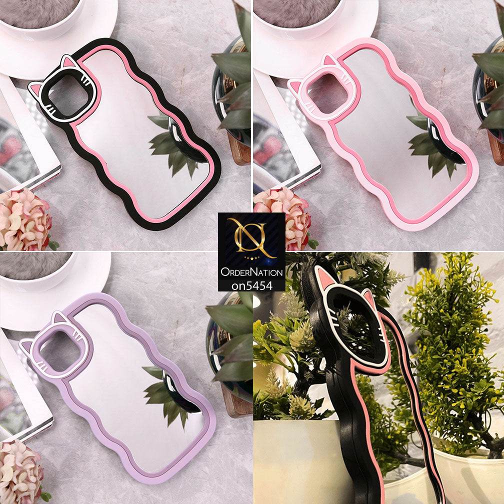 iPhone 13 Cover - Purple -Cute 3D Cartoon Soft Silicone Mirror Case - Futurestore.pk