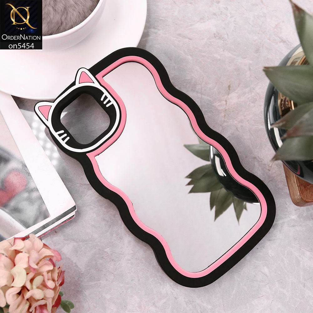 iPhone 13 Cover - Black -Cute 3D Cartoon Soft Silicone Mirror Case - Futurestore.pk