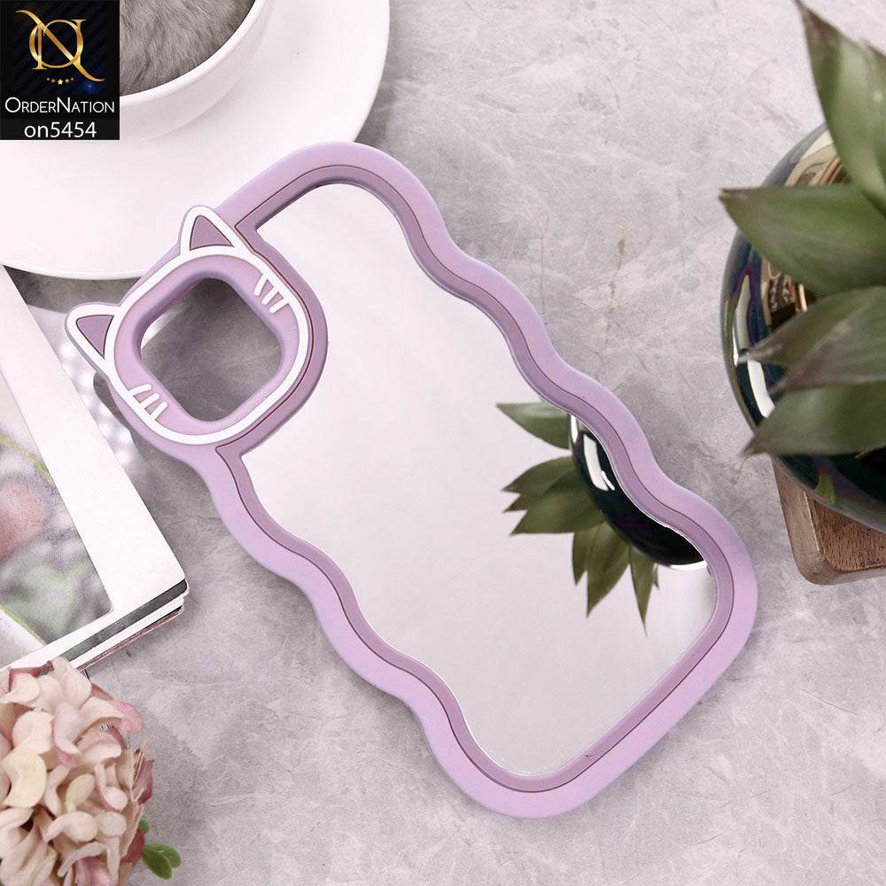 iPhone 13 Cover - Purple -Cute 3D Cartoon Soft Silicone Mirror Case - Futurestore.pk