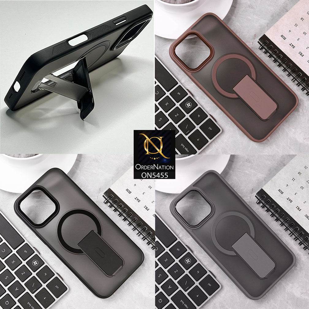 iPhone 16 Pro Max Cover - Black - New Magnatic Semi Transparent Wireless Charging & Stand Back Case - Futurestore.pk