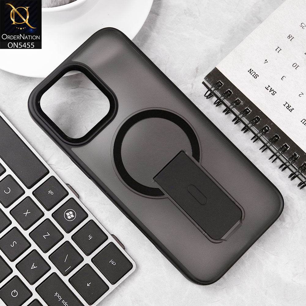 iPhone 16 Pro Max Cover - Black - New Magnatic Semi Transparent Wireless Charging & Stand Back Case - Futurestore.pk