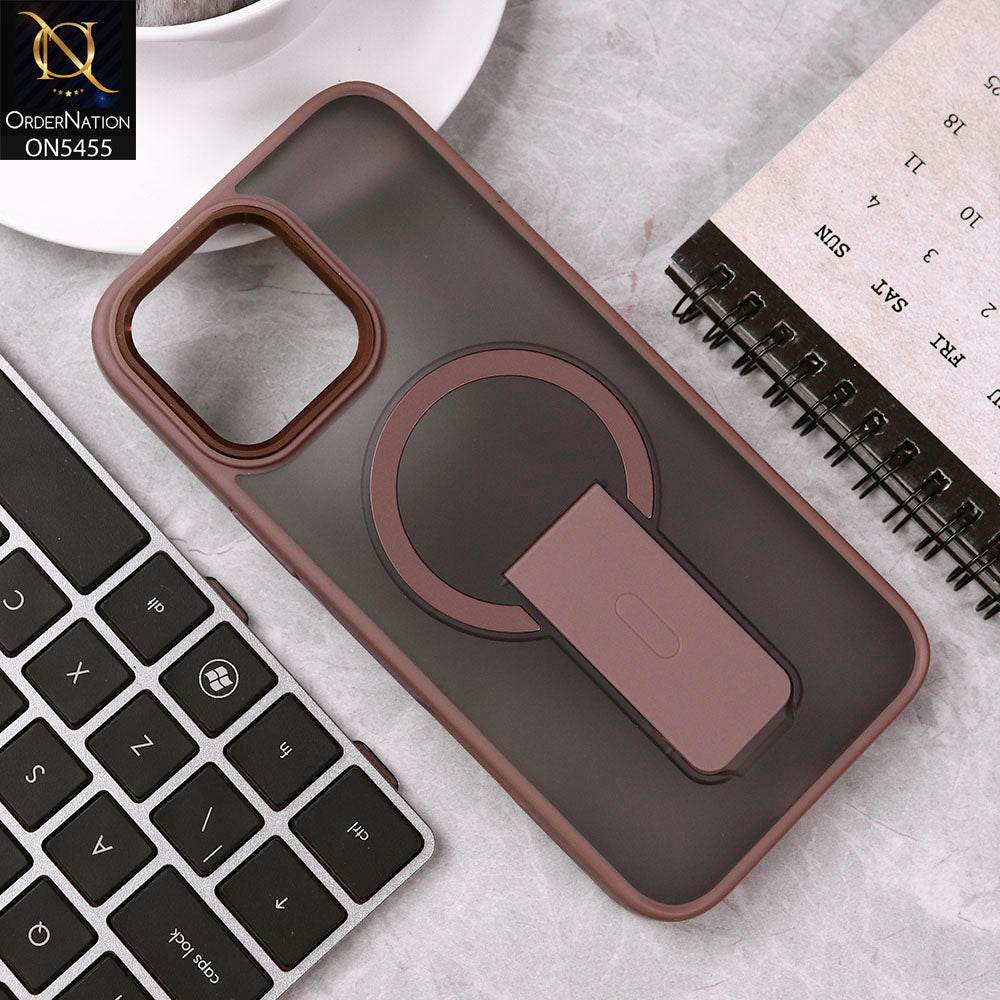 iPhone 16 Pro Max Cover - Brown - New Magnatic Semi Transparent Wireless Charging & Stand Back Case - Futurestore.pk