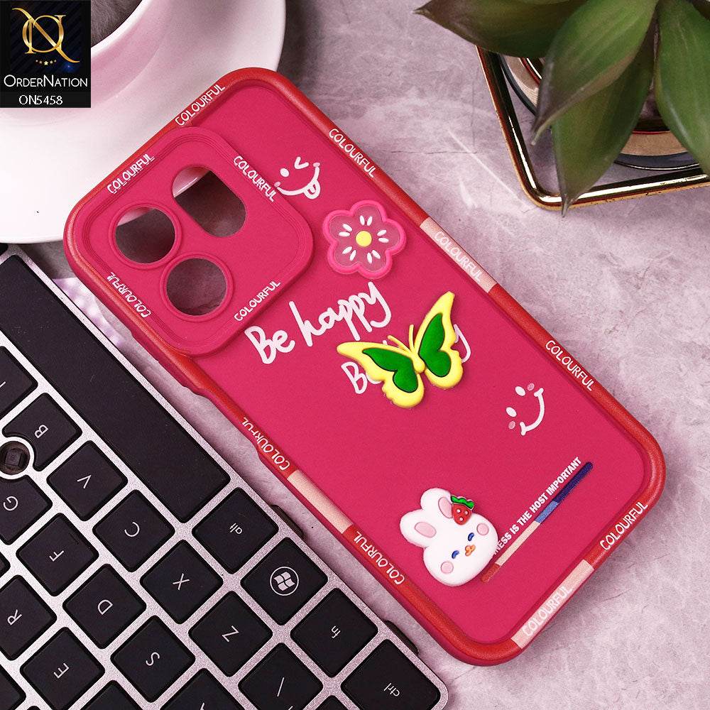Infinix Smart 9 HD Cover - Pink - Cute Smily 3D Cartoon Soft Silicon Case - Futurestore.pk