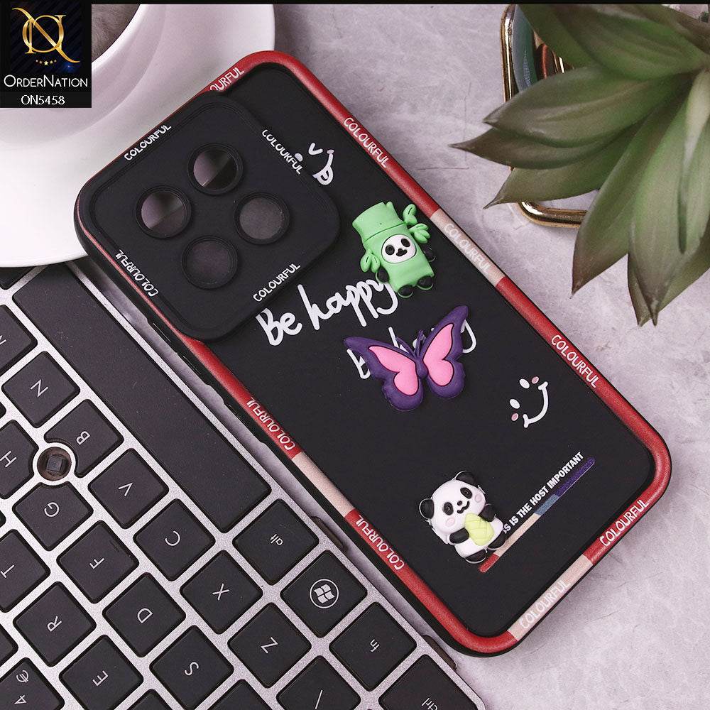 Tecno Spark 30 Pro Cover - Black - Cute Smily 3D Cartoon Soft Silicon Case - Futurestore.pk