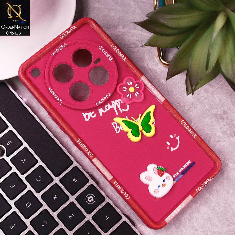 Infinix Zero 40 4G Cover - Pink - Cute Smily 3D Cartoon Soft Silicon Case - Futurestore.pk