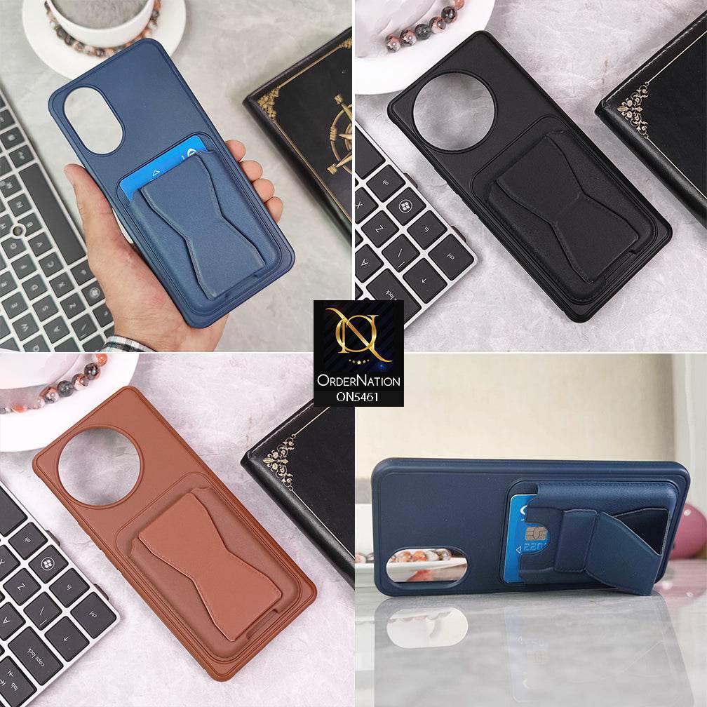 Infinix Smart 9 HD Cover - Blue - New Protective Case with Card Holder And Bracket Stand Holder - Futurestore.pk