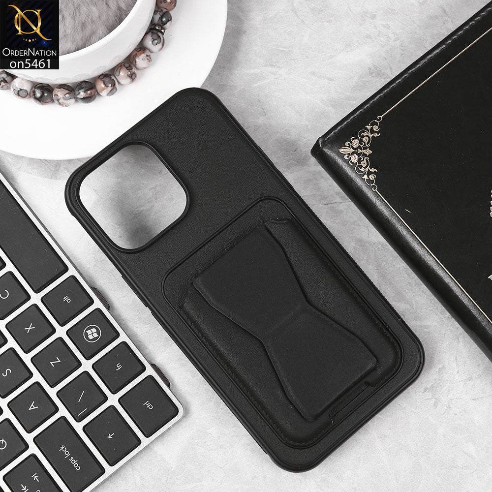 iPhone 16 Pro Max Cover - Black - New Protective Case with Card Holder And Bracket Stand Holder - Futurestore.pk