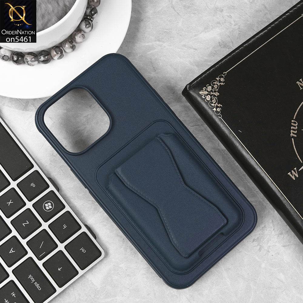 iPhone 16 Pro Max Cover - Blue - New Protective Case with Card Holder And Bracket Stand Holder - Futurestore.pk