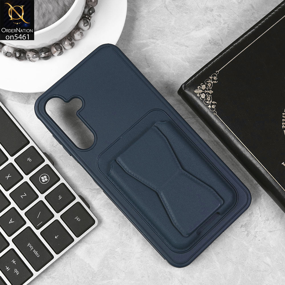 Samsung Galaxy A16 Cover - Blue - New Protective Case with Card Holder And Bracket Stand Holder