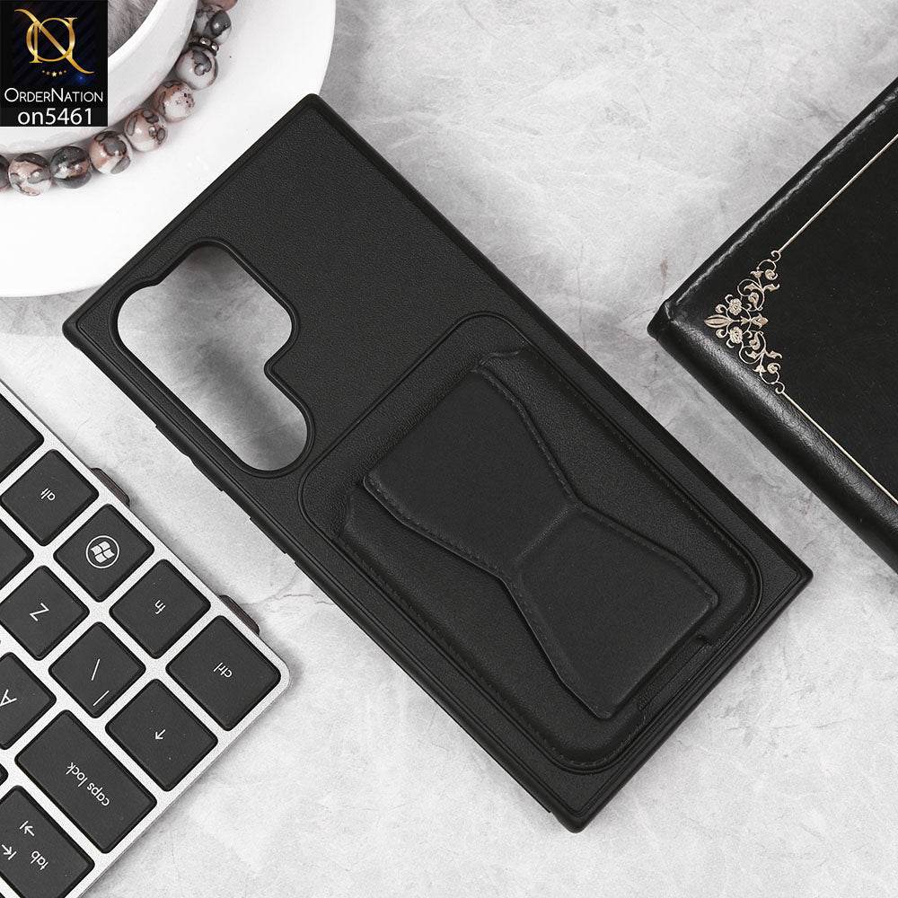 Samsung Galaxy S24 Ultra Cover - Black - New Protective Case with Card Holder And Bracket Stand Holder - Futurestore.pk