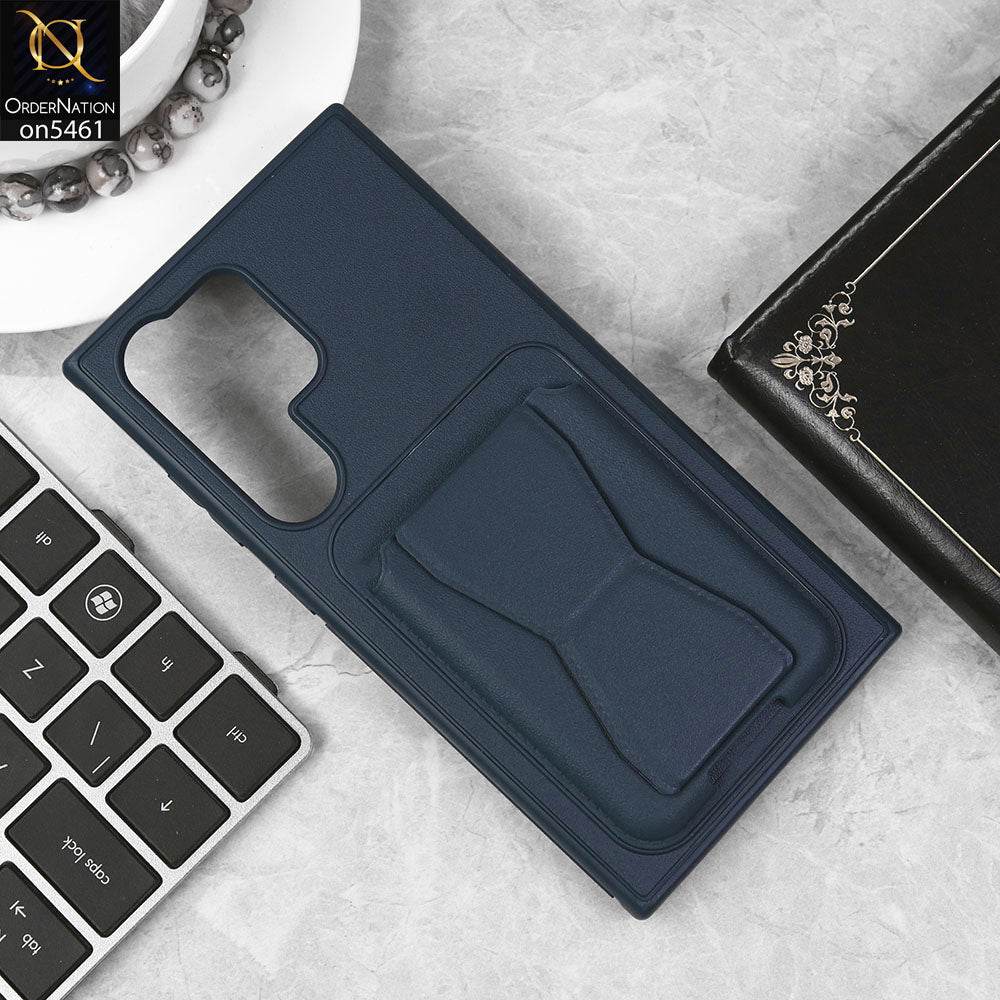 Samsung Galaxy S24 Ultra Cover - Blue - New Protective Case with Card Holder And Bracket Stand Holder - Futurestore.pk