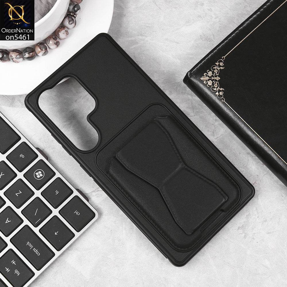 Samsung Galaxy S25 Ultra Cover - Black - New Protective Case with Card Holder And Bracket Stand Holder - Futurestore.pk
