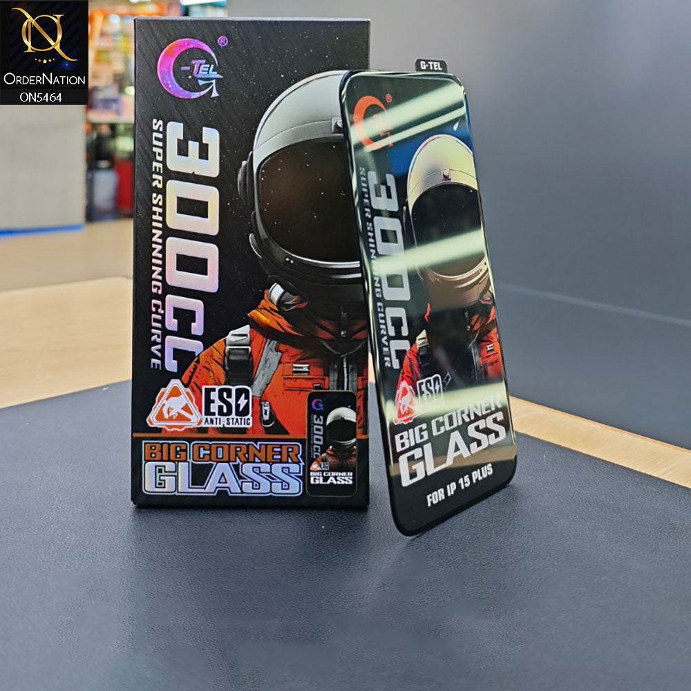 iPhone 16 Pro Max Screen Protector - Black - Premium G-tel 300CC Tempered High Quality Big Corner Screen Protector