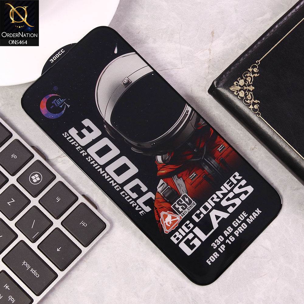 iPhone 16 Pro Max Screen Protector - Black - Premium G-tel 300CC Tempered High Quality Big Corner Screen Protector