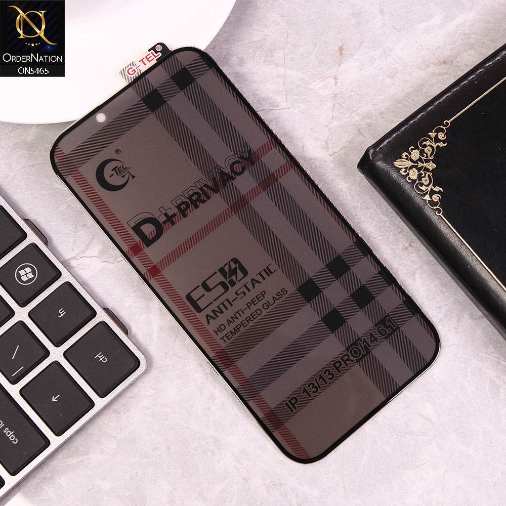 iPhone 13 Cover - Black - Privacy Glass Screen Protector G-tel D+ Privacy HD Anti-Peep Tempered Glass - Futurestore.pk